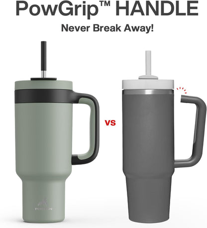 40 oz Tumbler with Handle, 2-in-1 Straw and Sip Lid, Leakproof, Dishwasher Safe, Insulated Stainless Steel Travel Coffee Mug, Keeps Cold for 34 Hours, Fits in Car Cup Holder (Forest)