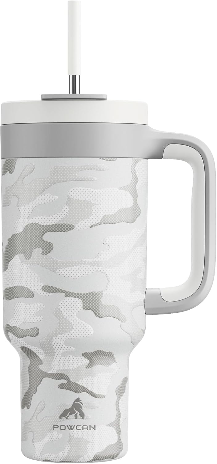 40 oz Tumbler with Handle, 2-in-1 Straw and Sip Lid, Leakproof, Dishwasher Safe, Insulated Stainless Steel Travel Coffee Mug, Keeps Cold for 34 Hours, Fits in Car Cup Holder (Forest)