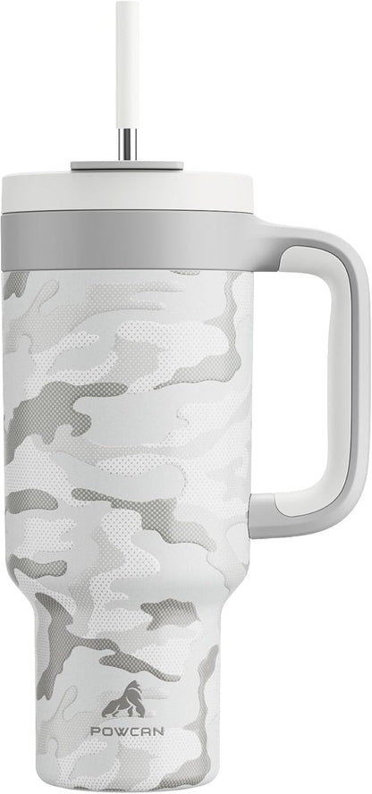 40 oz Tumbler with Handle, 2-in-1 Straw and Sip Lid, Leakproof, Dishwasher Safe, Insulated Stainless Steel Travel Coffee Mug, Keeps Cold for 34 Hours, Fits in Car Cup Holder (Forest)