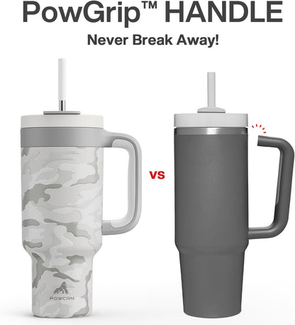 40 oz Tumbler with Handle, 2-in-1 Straw and Sip Lid, Leakproof, Dishwasher Safe, Insulated Stainless Steel Travel Coffee Mug, Keeps Cold for 34 Hours, Fits in Car Cup Holder (Forest)