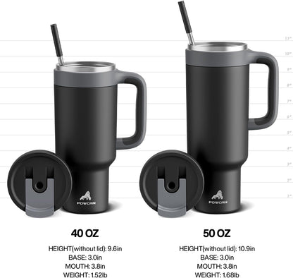 40 oz Tumbler with Handle, 2-in-1 Straw and Sip Lid, Leakproof, Dishwasher Safe, Insulated Stainless Steel Travel Coffee Mug, Keeps Cold for 34 Hours, Fits in Car Cup Holder (Forest)