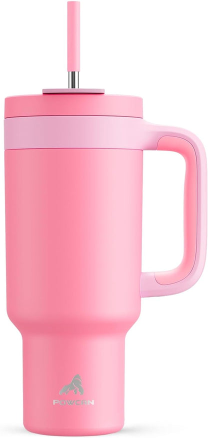 40 oz Tumbler with Handle, 2-in-1 Straw and Sip Lid, Leakproof, Dishwasher Safe, Insulated Stainless Steel Travel Coffee Mug, Keeps Cold for 34 Hours, Fits in Car Cup Holder (Forest)