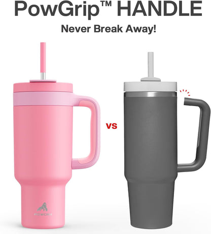 40 oz Tumbler with Handle, 2-in-1 Straw and Sip Lid, Leakproof, Dishwasher Safe, Insulated Stainless Steel Travel Coffee Mug, Keeps Cold for 34 Hours, Fits in Car Cup Holder (Forest)