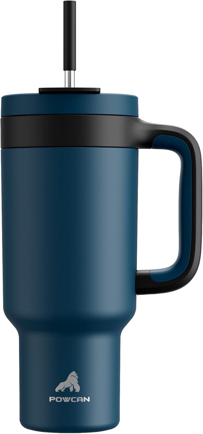 40 oz Tumbler with Handle, 2-in-1 Straw and Sip Lid, Leakproof, Dishwasher Safe, Insulated Stainless Steel Travel Coffee Mug, Keeps Cold for 34 Hours, Fits in Car Cup Holder (Forest)