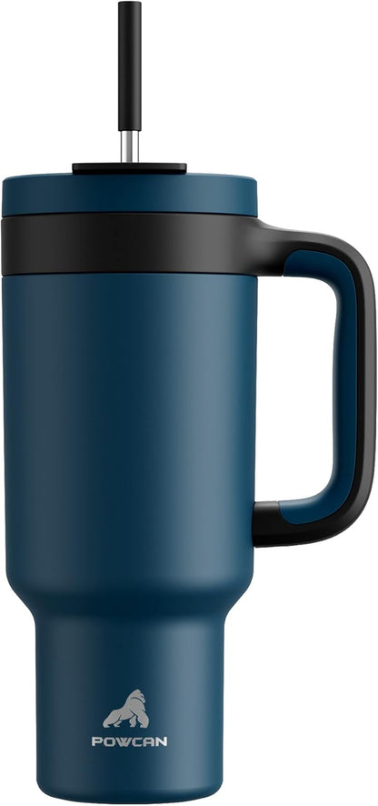 40 oz Tumbler with Handle, 2-in-1 Straw and Sip Lid, Leakproof, Dishwasher Safe, Insulated Stainless Steel Travel Coffee Mug, Keeps Cold for 34 Hours, Fits in Car Cup Holder (Forest)