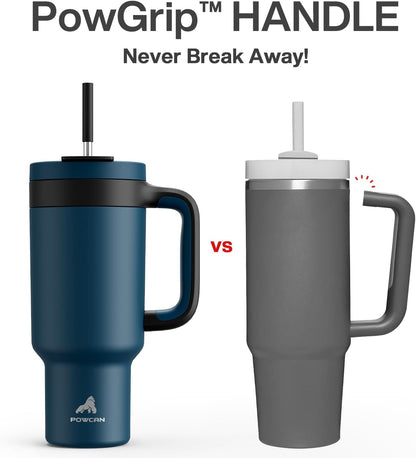 40 oz Tumbler with Handle, 2-in-1 Straw and Sip Lid, Leakproof, Dishwasher Safe, Insulated Stainless Steel Travel Coffee Mug, Keeps Cold for 34 Hours, Fits in Car Cup Holder (Forest)