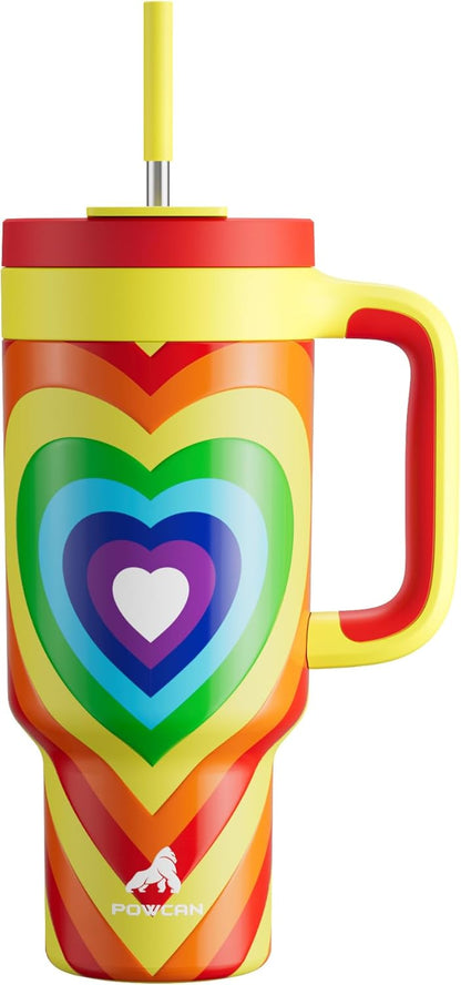 40 oz Tumbler with Handle, 2-in-1 Straw and Sip Lid, Leakproof, Dishwasher Safe, Insulated Stainless Steel Travel Coffee Mug, Keeps Cold for 34 Hours, Fits in Car Cup Holder (Forest)