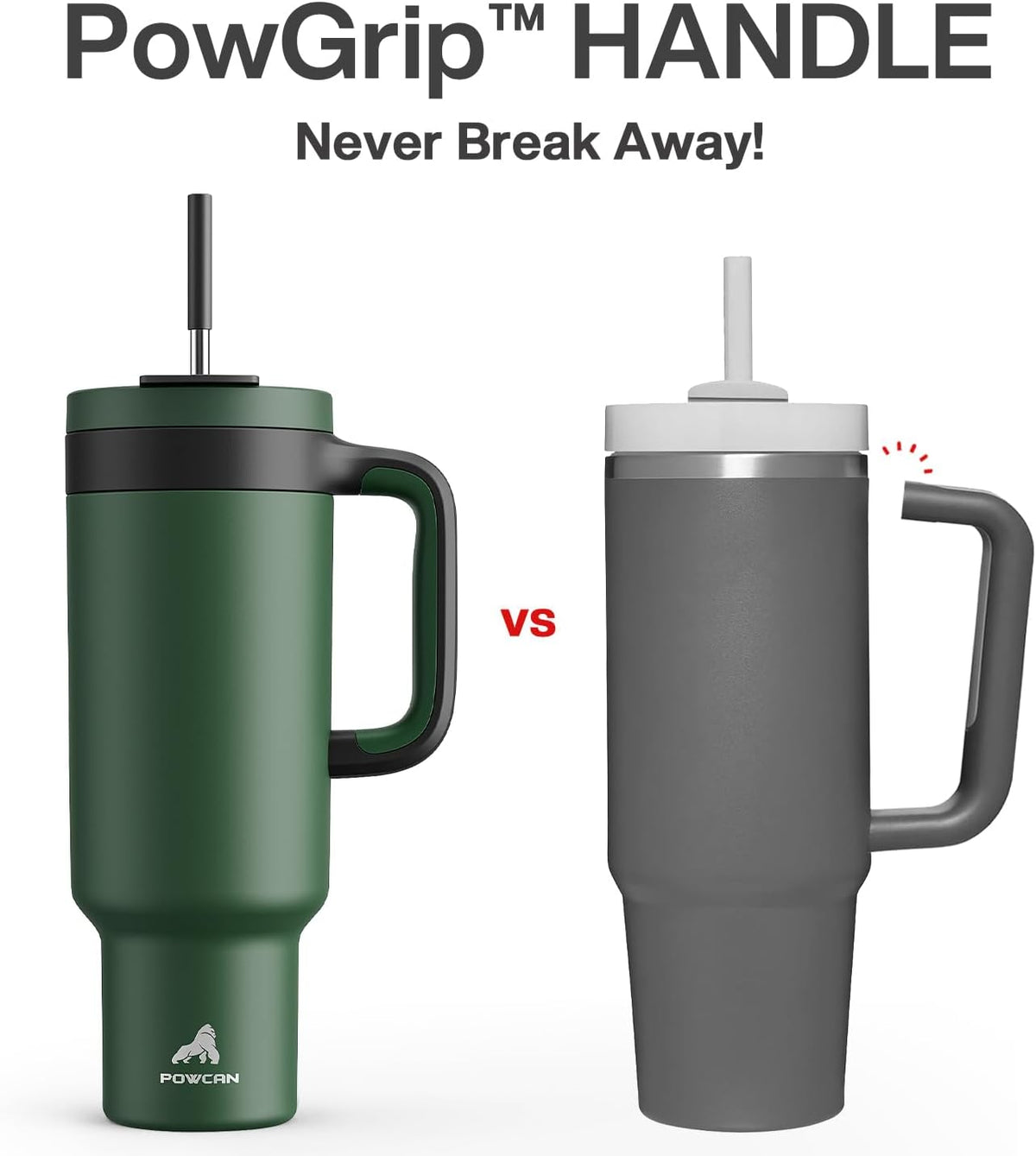 40 oz Tumbler with Handle, 2-in-1 Straw and Sip Lid, Leakproof, Dishwasher Safe, Insulated Stainless Steel Travel Coffee Mug, Keeps Cold for 34 Hours, Fits in Car Cup Holder (Forest)