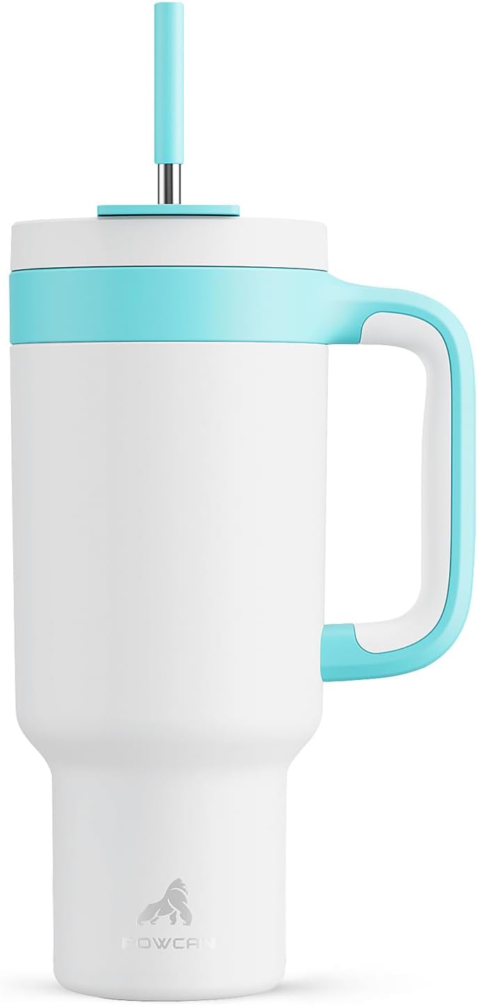 40 oz Tumbler with Handle, 2-in-1 Straw and Sip Lid, Leakproof, Dishwasher Safe, Insulated Stainless Steel Travel Coffee Mug, Keeps Cold for 34 Hours, Fits in Car Cup Holder (Forest)