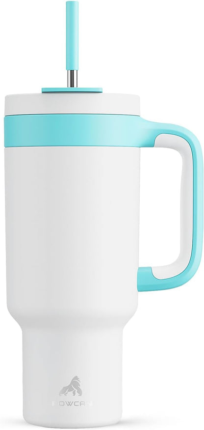 40 oz Tumbler with Handle, 2-in-1 Straw and Sip Lid, Leakproof, Dishwasher Safe, Insulated Stainless Steel Travel Coffee Mug, Keeps Cold for 34 Hours, Fits in Car Cup Holder (Forest)