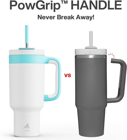 40 oz Tumbler with Handle, 2-in-1 Straw and Sip Lid, Leakproof, Dishwasher Safe, Insulated Stainless Steel Travel Coffee Mug, Keeps Cold for 34 Hours, Fits in Car Cup Holder (Forest)
