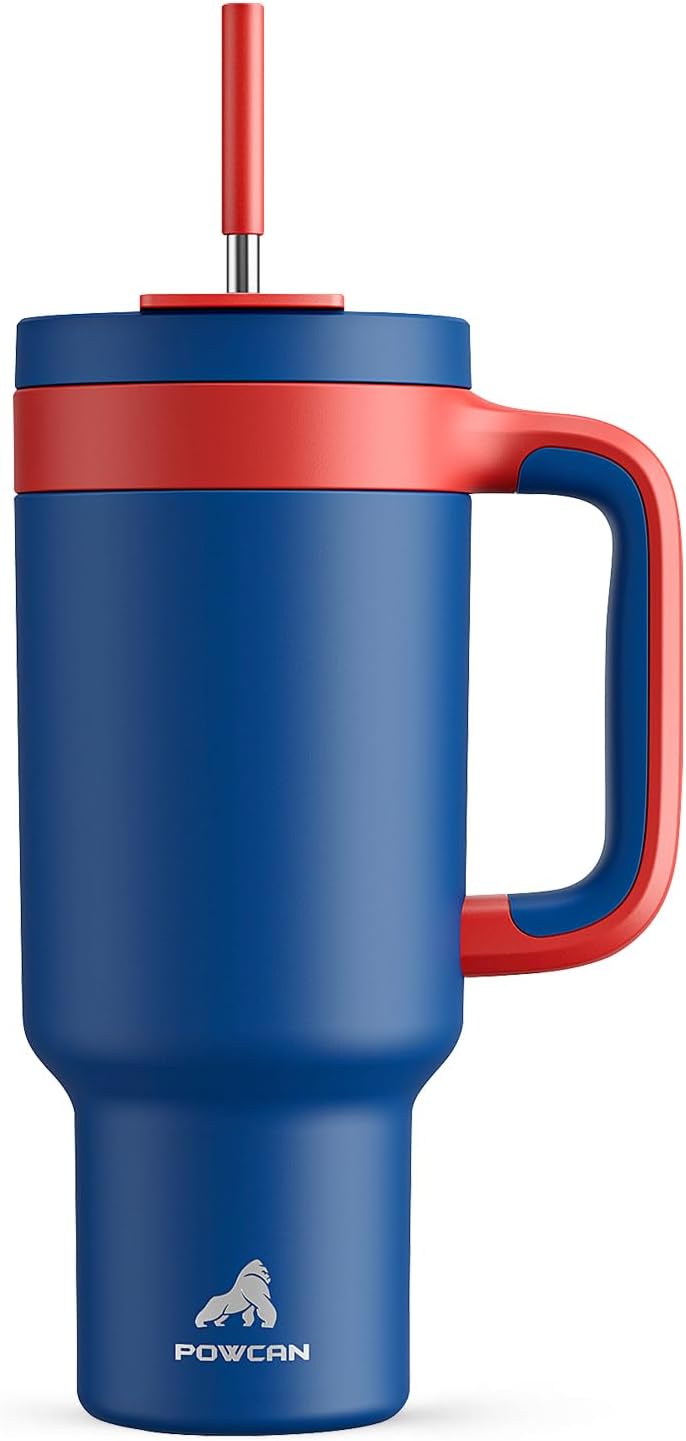 40 oz Tumbler with Handle, 2-in-1 Straw and Sip Lid, Leakproof, Dishwasher Safe, Insulated Stainless Steel Travel Coffee Mug, Keeps Cold for 34 Hours, Fits in Car Cup Holder (Forest)