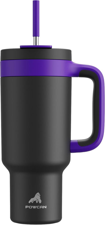 40 oz Tumbler with Handle, 2-in-1 Straw and Sip Lid, Leakproof, Dishwasher Safe, Insulated Stainless Steel Travel Coffee Mug, Keeps Cold for 34 Hours, Fits in Car Cup Holder (Forest)