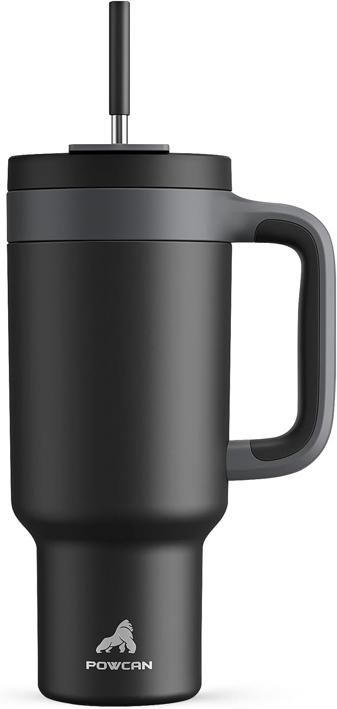 40 oz Tumbler with Handle, 2-in-1 Straw and Sip Lid, Leakproof, Dishwasher Safe, Insulated Stainless Steel Travel Coffee Mug, Keeps Cold for 34 Hours, Fits in Car Cup Holder (Forest)