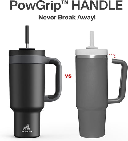 40 oz Tumbler with Handle, 2-in-1 Straw and Sip Lid, Leakproof, Dishwasher Safe, Insulated Stainless Steel Travel Coffee Mug, Keeps Cold for 34 Hours, Fits in Car Cup Holder (Forest)