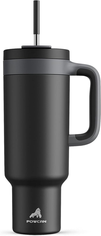 40 oz Tumbler with Handle, 2-in-1 Straw and Sip Lid, Leakproof, Dishwasher Safe, Insulated Stainless Steel Travel Coffee Mug, Keeps Cold for 34 Hours, Fits in Car Cup Holder (Forest)
