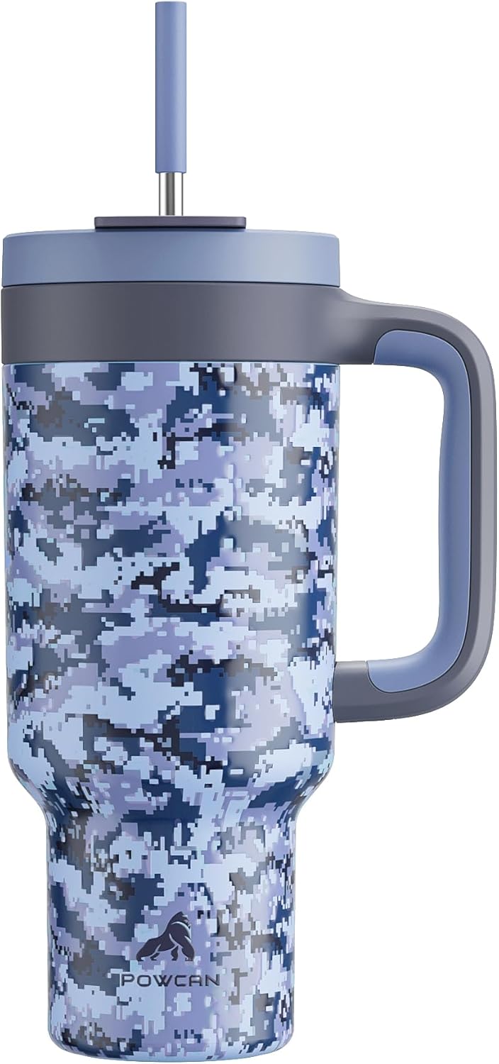 40 oz Tumbler with Handle, 2-in-1 Straw and Sip Lid, Leakproof, Dishwasher Safe, Insulated Stainless Steel Travel Coffee Mug, Keeps Cold for 34 Hours, Fits in Car Cup Holder (Forest)