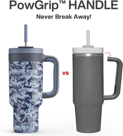 40 oz Tumbler with Handle, 2-in-1 Straw and Sip Lid, Leakproof, Dishwasher Safe, Insulated Stainless Steel Travel Coffee Mug, Keeps Cold for 34 Hours, Fits in Car Cup Holder (Forest)