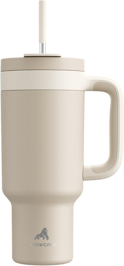 40 oz Tumbler with Handle, 2-in-1 Straw and Sip Lid, Leakproof, Dishwasher Safe, Insulated Stainless Steel Travel Coffee Mug, Keeps Cold for 34 Hours, Fits in Car Cup Holder (Forest)