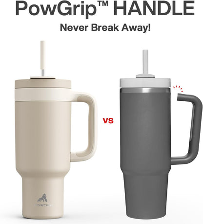 40 oz Tumbler with Handle, 2-in-1 Straw and Sip Lid, Leakproof, Dishwasher Safe, Insulated Stainless Steel Travel Coffee Mug, Keeps Cold for 34 Hours, Fits in Car Cup Holder (Forest)