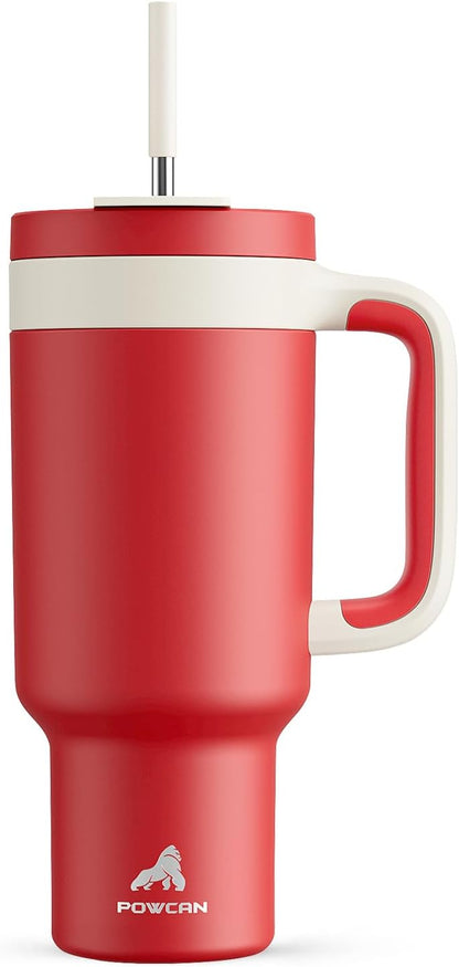 40 oz Tumbler with Handle, 2-in-1 Straw and Sip Lid, Leakproof, Dishwasher Safe, Insulated Stainless Steel Travel Coffee Mug, Keeps Cold for 34 Hours, Fits in Car Cup Holder (Forest)