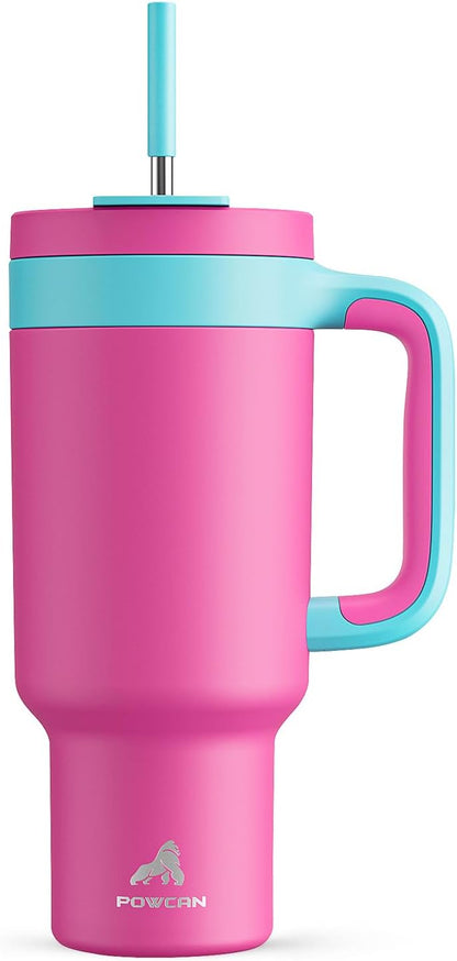 40 oz Tumbler with Handle, 2-in-1 Straw and Sip Lid, Leakproof, Dishwasher Safe, Insulated Stainless Steel Travel Coffee Mug, Keeps Cold for 34 Hours, Fits in Car Cup Holder (Forest)