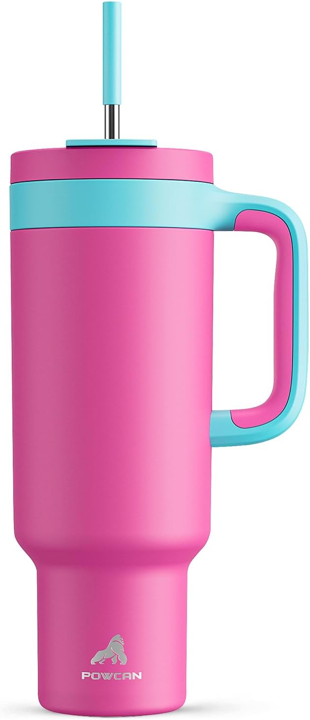 40 oz Tumbler with Handle, 2-in-1 Straw and Sip Lid, Leakproof, Dishwasher Safe, Insulated Stainless Steel Travel Coffee Mug, Keeps Cold for 34 Hours, Fits in Car Cup Holder (Forest)