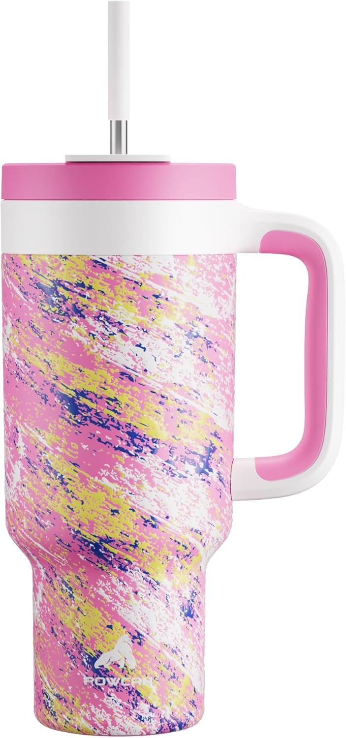 40 oz Tumbler with Handle, 2-in-1 Straw and Sip Lid, Leakproof, Dishwasher Safe, Insulated Stainless Steel Travel Coffee Mug, Keeps Cold for 34 Hours, Fits in Car Cup Holder (Forest)