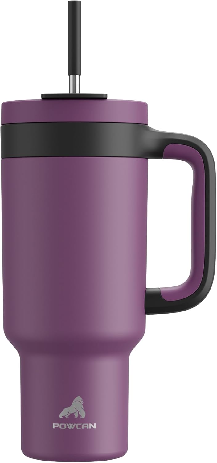 40 oz Tumbler with Handle, 2-in-1 Straw and Sip Lid, Leakproof, Dishwasher Safe, Insulated Stainless Steel Travel Coffee Mug, Keeps Cold for 34 Hours, Fits in Car Cup Holder (Forest)