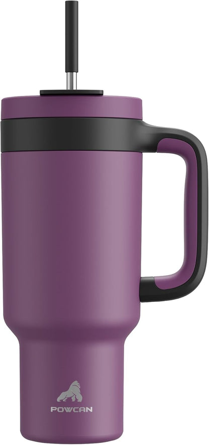 40 oz Tumbler with Handle, 2-in-1 Straw and Sip Lid, Leakproof, Dishwasher Safe, Insulated Stainless Steel Travel Coffee Mug, Keeps Cold for 34 Hours, Fits in Car Cup Holder (Forest)