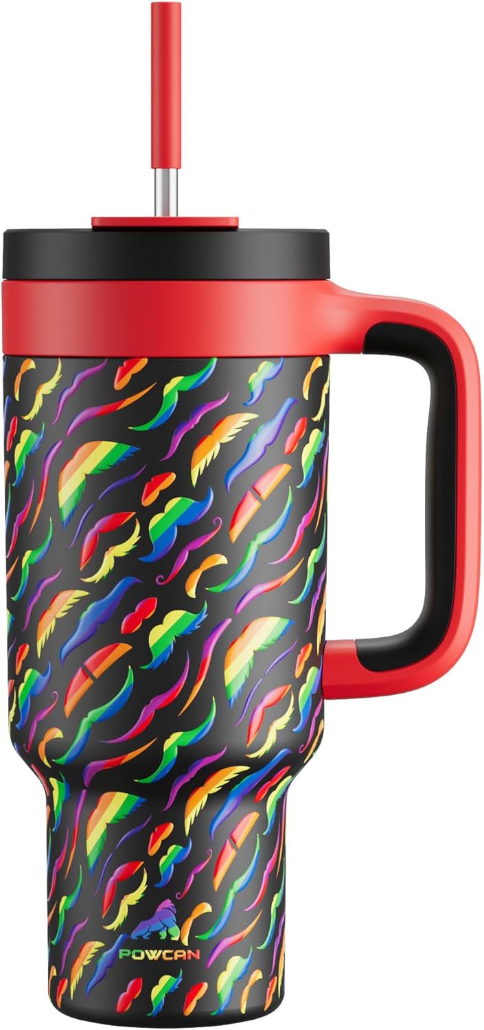 40 oz Tumbler with Handle, 2-in-1 Straw and Sip Lid, Leakproof, Dishwasher Safe, Insulated Stainless Steel Travel Coffee Mug, Keeps Cold for 34 Hours, Fits in Car Cup Holder (Forest)