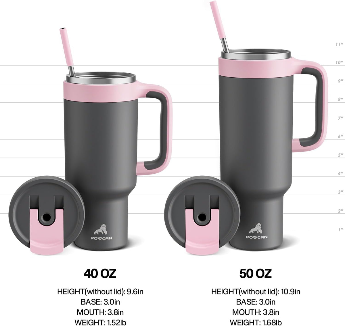 40 oz Tumbler with Handle, 2-in-1 Straw and Sip Lid, Leakproof, Dishwasher Safe, Insulated Stainless Steel Travel Coffee Mug, Keeps Cold for 34 Hours, Fits in Car Cup Holder (Forest)