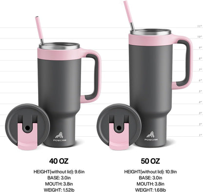 40 oz Tumbler with Handle, 2-in-1 Straw and Sip Lid, Leakproof, Dishwasher Safe, Insulated Stainless Steel Travel Coffee Mug, Keeps Cold for 34 Hours, Fits in Car Cup Holder (Forest)