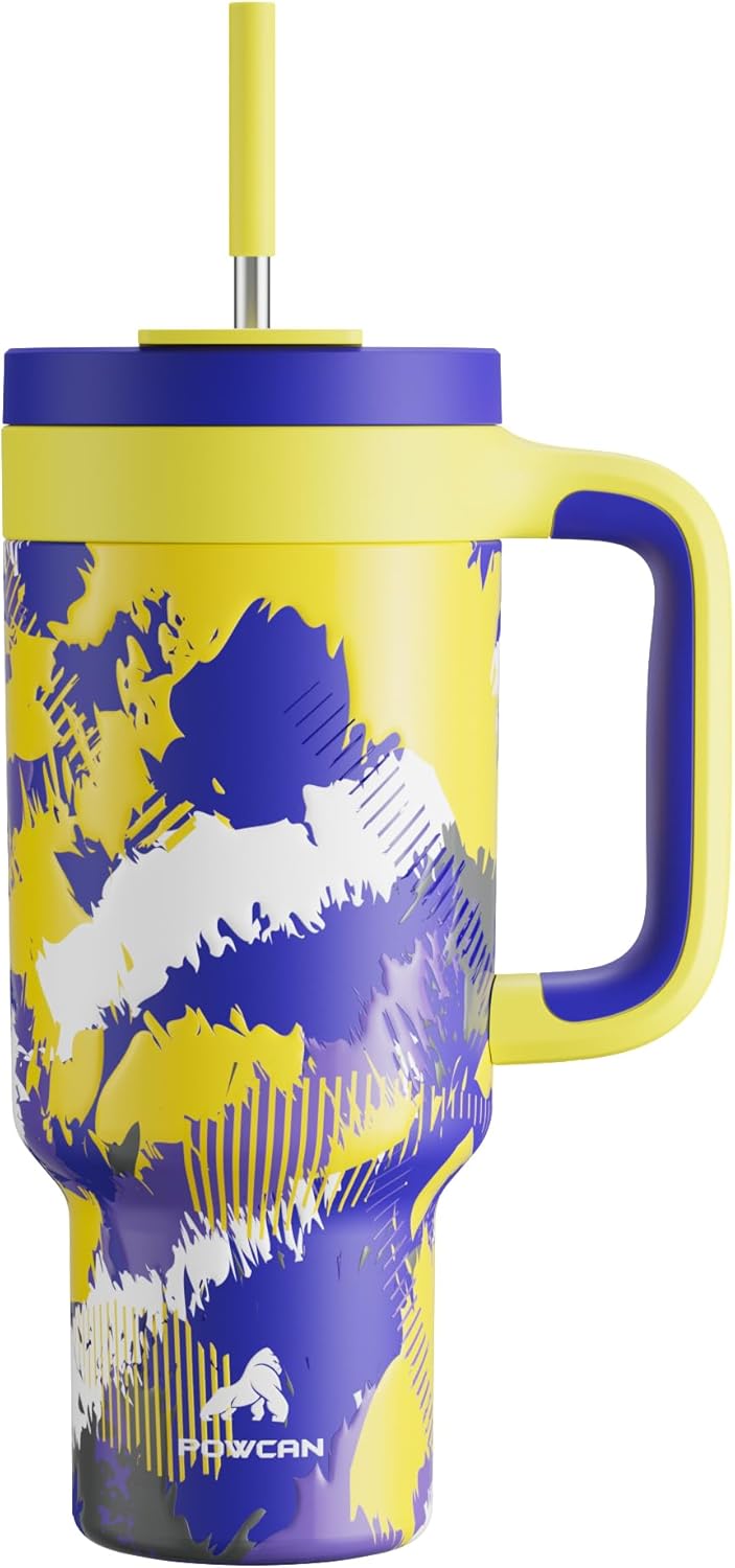 40 oz Tumbler with Handle, 2-in-1 Straw and Sip Lid, Leakproof, Dishwasher Safe, Insulated Stainless Steel Travel Coffee Mug, Keeps Cold for 34 Hours, Fits in Car Cup Holder (Forest)