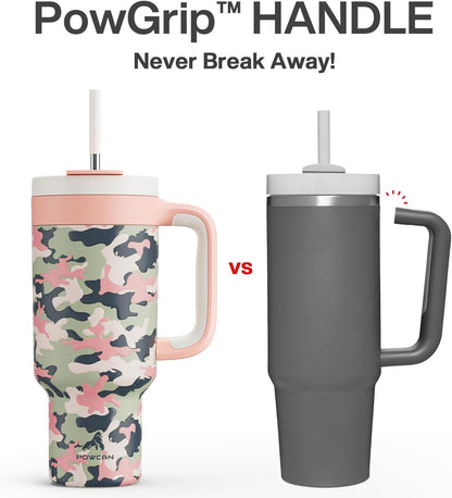 40 oz Tumbler with Handle, 2-in-1 Straw and Sip Lid, Leakproof, Dishwasher Safe, Insulated Stainless Steel Travel Coffee Mug, Keeps Cold for 34 Hours, Fits in Car Cup Holder (Forest)