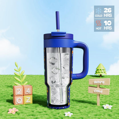 40 oz Tumbler with Handle, 2-in-1 Straw and Sip Lid, Leakproof, Dishwasher Safe, Insulated Stainless Steel Travel Coffee Mug, Keeps Cold for 34 Hours, Fits in Car Cup Holder (Forest)