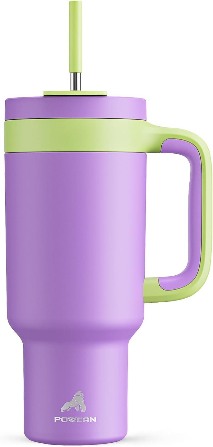 40 oz Tumbler with Handle, 2-in-1 Straw and Sip Lid, Leakproof, Dishwasher Safe, Insulated Stainless Steel Travel Coffee Mug, Keeps Cold for 34 Hours, Fits in Car Cup Holder (Forest)