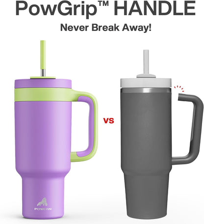 40 oz Tumbler with Handle, 2-in-1 Straw and Sip Lid, Leakproof, Dishwasher Safe, Insulated Stainless Steel Travel Coffee Mug, Keeps Cold for 34 Hours, Fits in Car Cup Holder (Forest)
