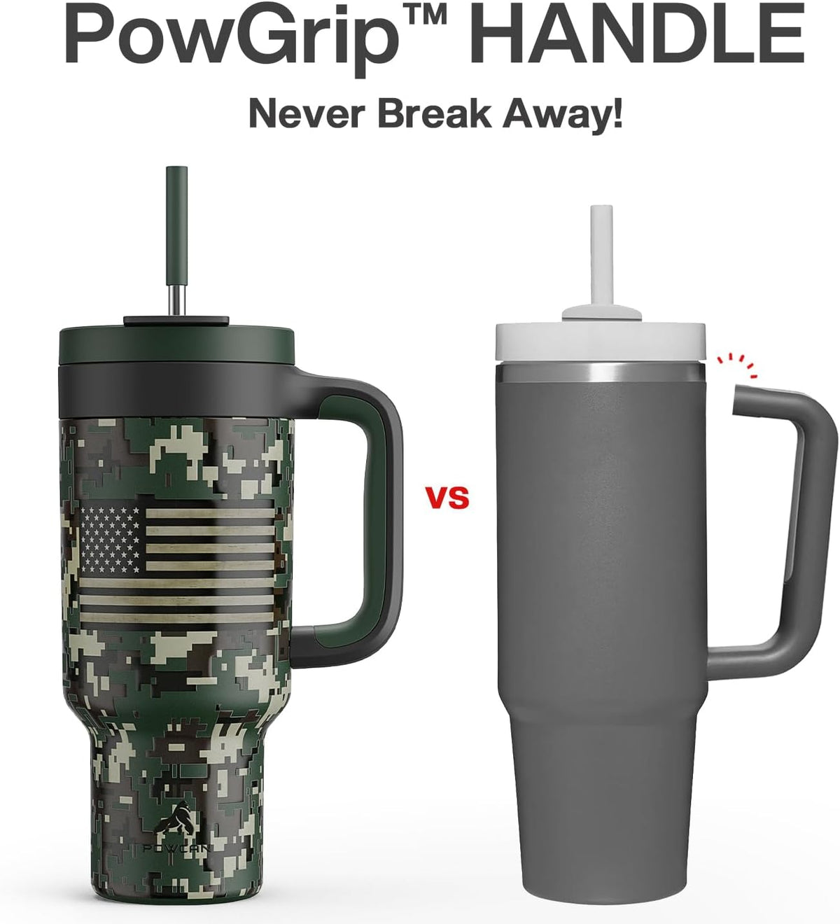 40 oz Tumbler with Handle, 2-in-1 Straw and Sip Lid, Leakproof, Dishwasher Safe, Insulated Stainless Steel Travel Coffee Mug, Keeps Cold for 34 Hours, Fits in Car Cup Holder (Forest)