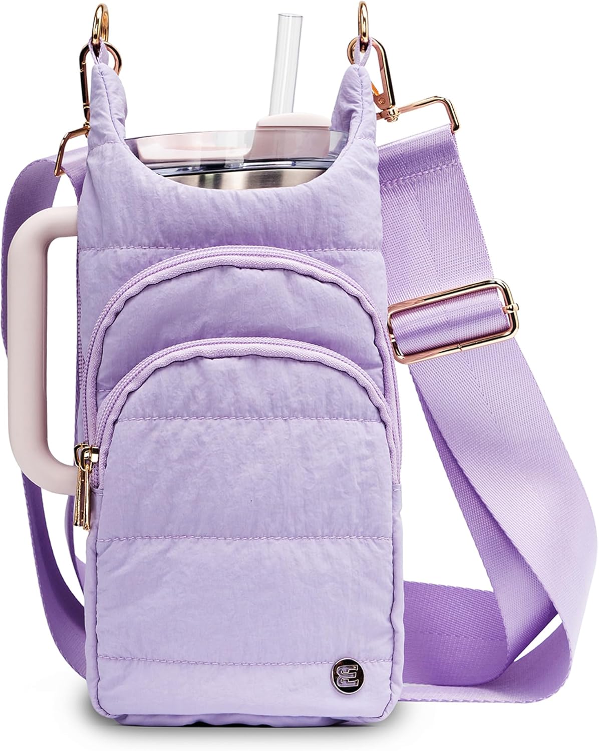 Water Bottle Holder with Strap 30/32 oz, Crossbody Water Bottle Carrier Bag | Lightweiht Quilted Bottle Sling Bag, RFID Phone Pocket, Hands-free for Gym Hiking Walking Travel