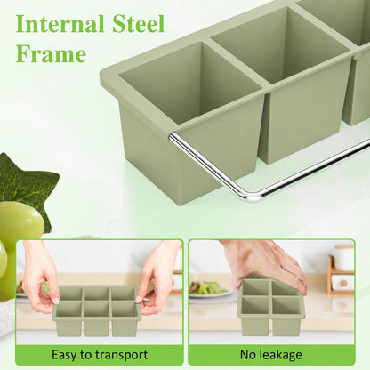 Large Ice Cube Tray for Whiskey: 2" Big Silicone Ice Tray with Lid for Whisky - 3Pack Old Fashioned Ice Cube Trays for Cocktail - Huge Square Cubed Bourbon Ice Cube Maker