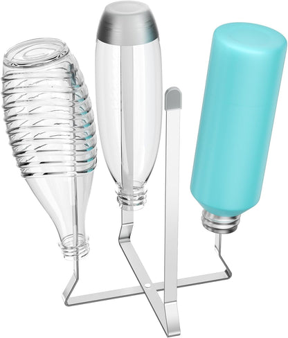 Foldable Water Bottle Drying Rack, Stainless Steel Tumbler Dryer Stand for Kitchen Counter, Multifunctional Space-Saving Cup Drainer for Bottles, Baby Bottles, Glasses & Reusable Bag (Silver)