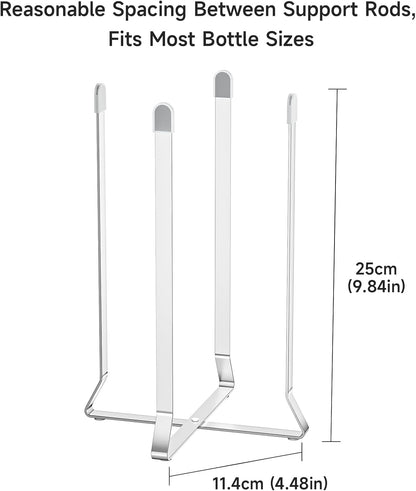 Foldable Water Bottle Drying Rack, Stainless Steel Tumbler Dryer Stand for Kitchen Counter, Multifunctional Space-Saving Cup Drainer for Bottles, Baby Bottles, Glasses & Reusable Bag (Silver)
