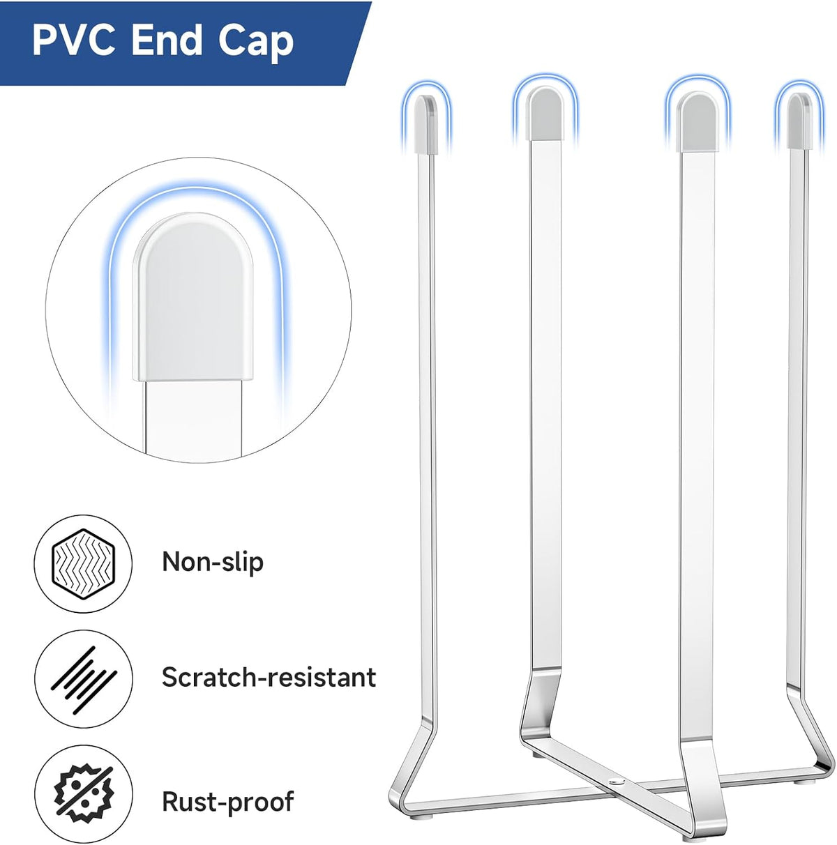 Foldable Water Bottle Drying Rack, Stainless Steel Tumbler Dryer Stand for Kitchen Counter, Multifunctional Space-Saving Cup Drainer for Bottles, Baby Bottles, Glasses & Reusable Bag (Silver)