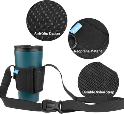 Tumbler Carrier Holder Water Bottle Holder with Adjustable Shoulder Strap Portable Water Bottle Sling for Walking