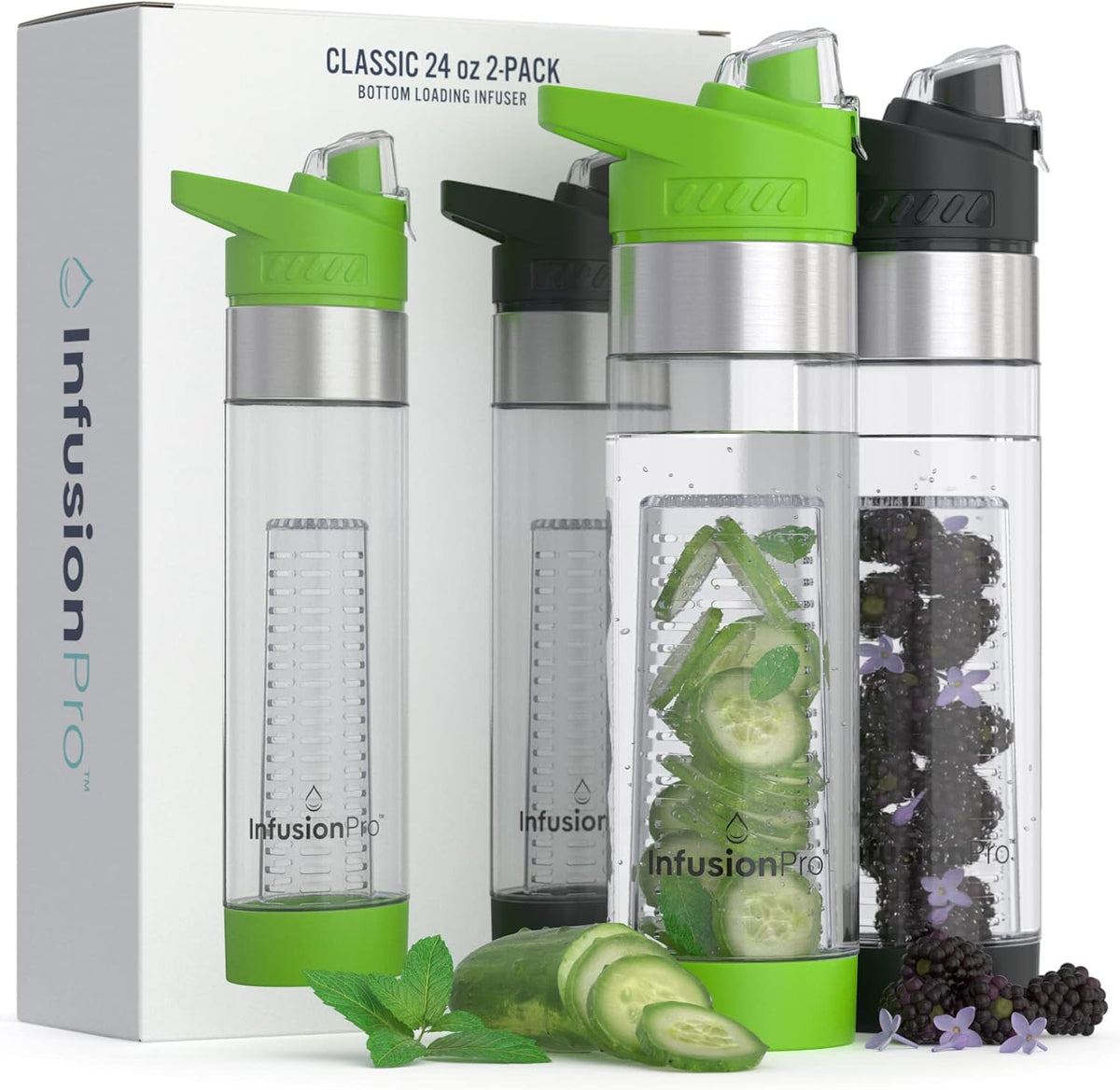 24 oz Fruit Infuser Water Bottle, 2 Pack