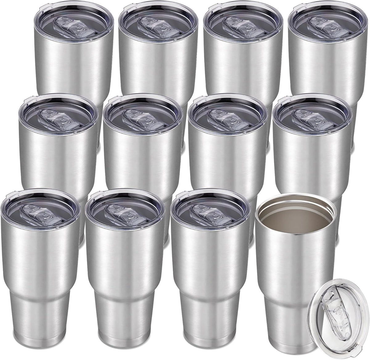 30 oz Tumbler with Lid Stainless Steel Tumblers, 1 Pack | Vacuum Insulated Cup, Leak Proof Lid, Powder Coated Travel Mug, Double Wall, Keep Cold Drinks for 12 Hours, Black