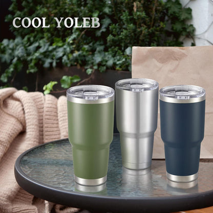 30 oz Tumbler with Lid Stainless Steel Tumblers, 1 Pack | Vacuum Insulated Cup, Leak Proof Lid, Powder Coated Travel Mug, Double Wall, Keep Cold Drinks for 12 Hours, Black