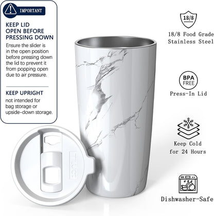 TILUCK 20 oz Insulated Coffee Tumbler with BPA-Free Lid