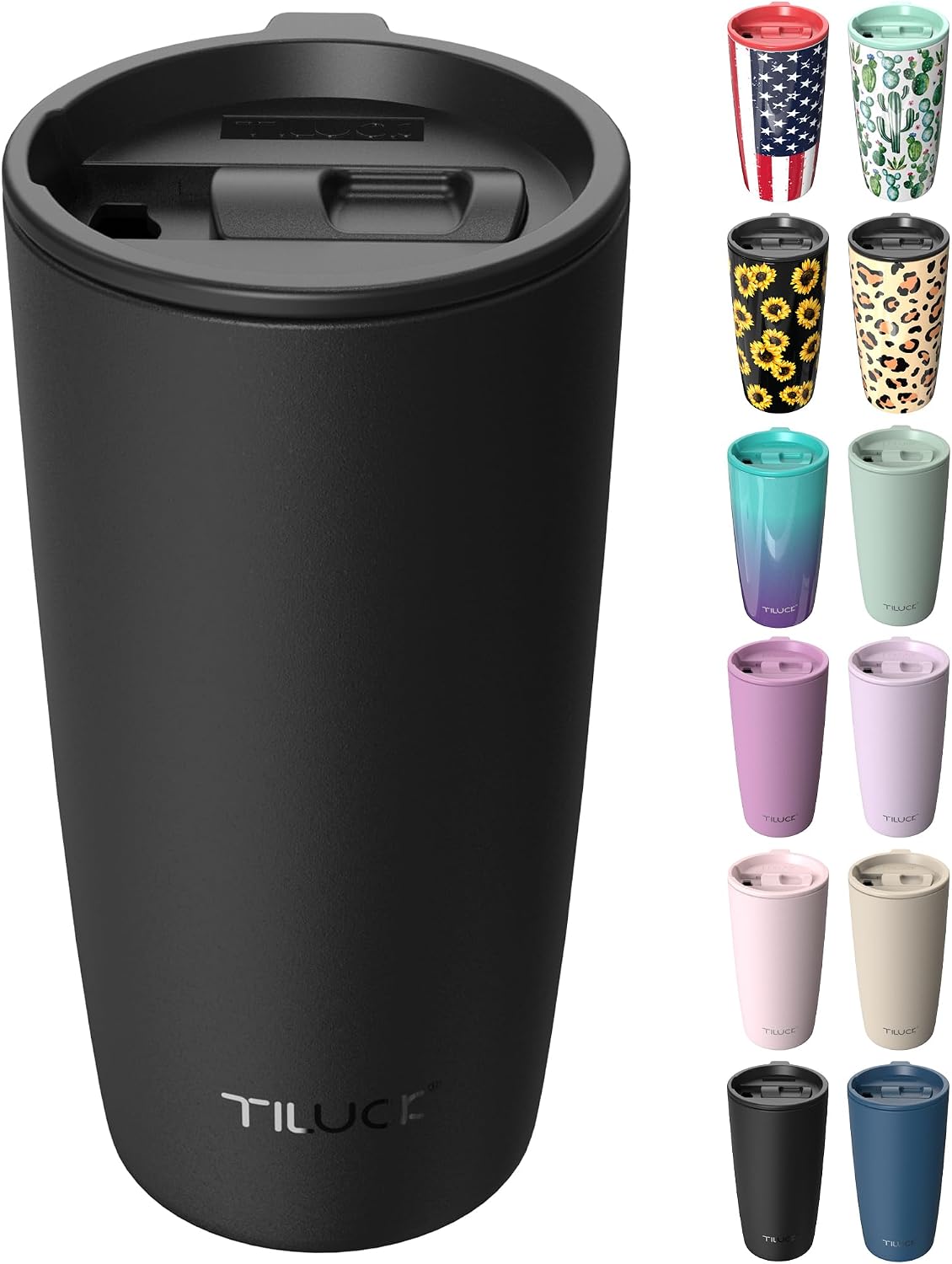 TILUCK 20 oz Insulated Coffee Tumbler with BPA-Free Lid